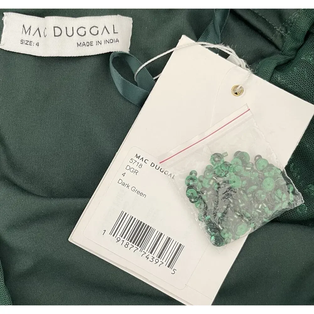 Mac Duggal 5718 Long Sleeve Sequin Gown Dark Green Size 4 $598 - Picture 7 of 7